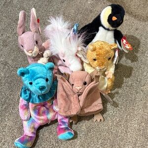 Ty Beanie Babies Plush Toy Collection - Pink, Blue, Black